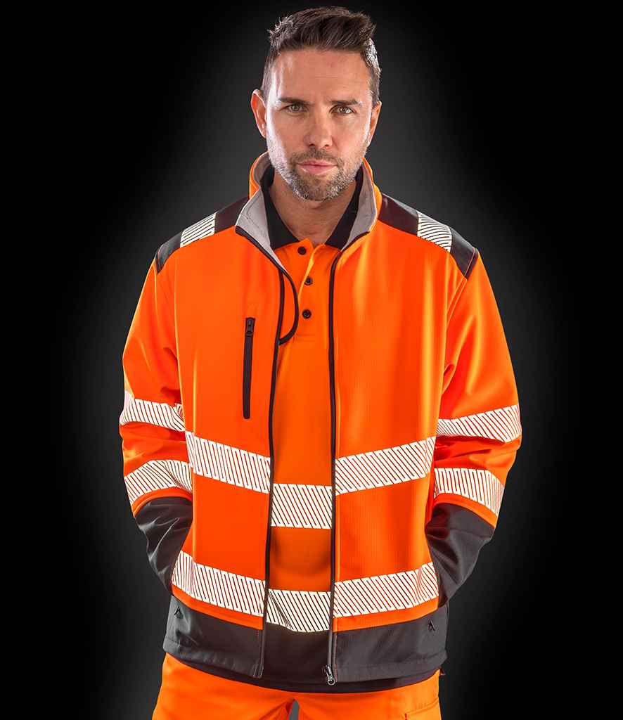 [RS476 FY/BK S] Result Safe-Guard Printable Ripstop Safety Soft Shell Jacket (S)