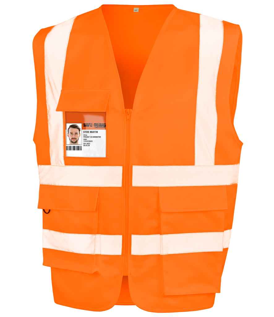 [RS477 FLO S] Result Safe-Guard Heavy Duty Poly/Cotton Security Vest (S, Fluorescent Orange)