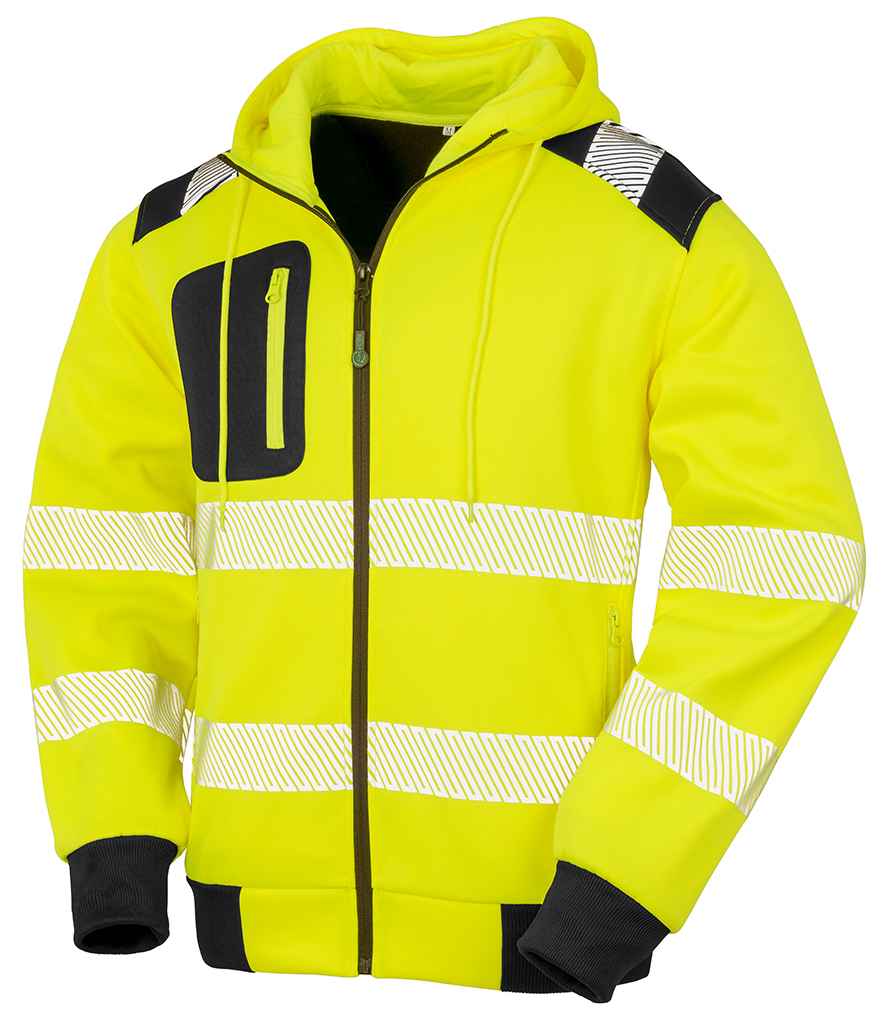 [RS503 FLY S] Result Genuine Recycled Safety Zip Hoodie (S, Fluorescent Yellow)
