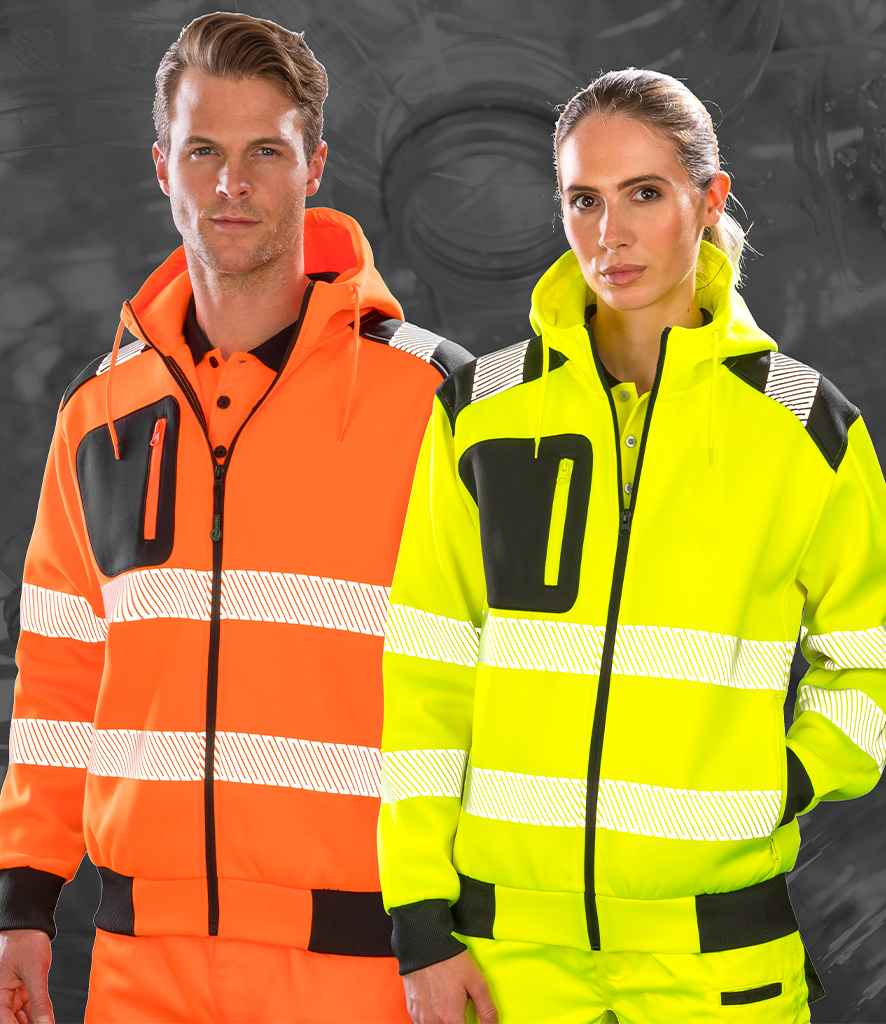 [RS503 FLY S] Result Genuine Recycled Safety Zip Hoodie (S, Fluorescent Yellow)