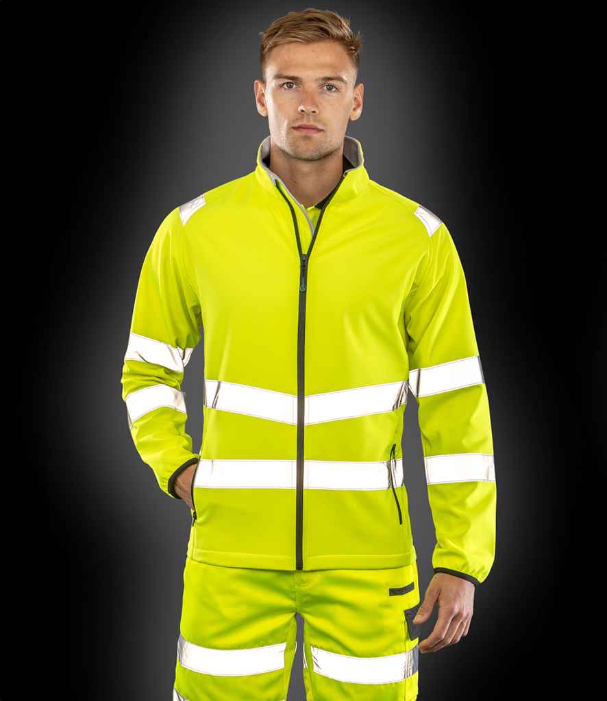 [RS505 FLY S] Result Genuine Recycled Printable Safety Soft Shell Jacket (S, Fluorescent Yellow)