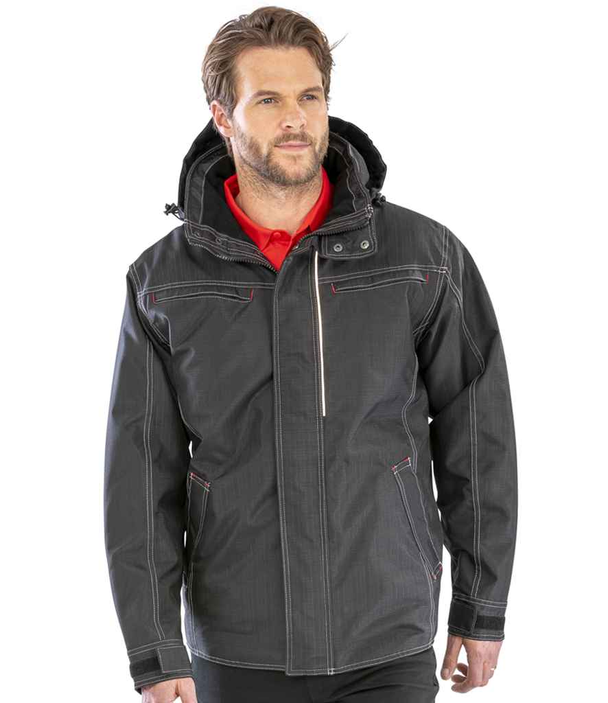 [RS326 BLK XS] Result Work-Guard Denim Texture Rugged Jacket (XS, Black)