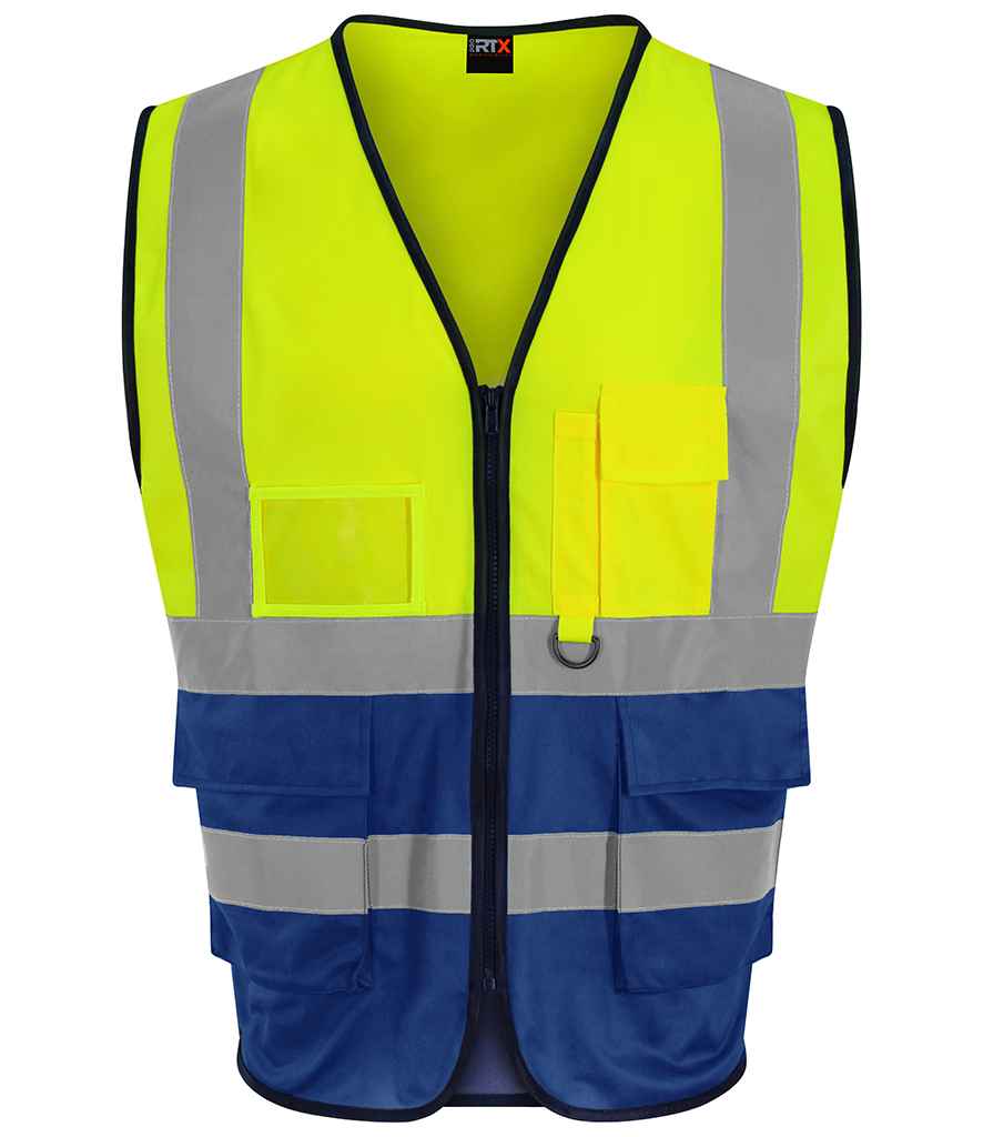 [RX705 YL/RY S] Pro RTX High Visibility Executive Waistcoat (S, Yellow/Royal Blue)