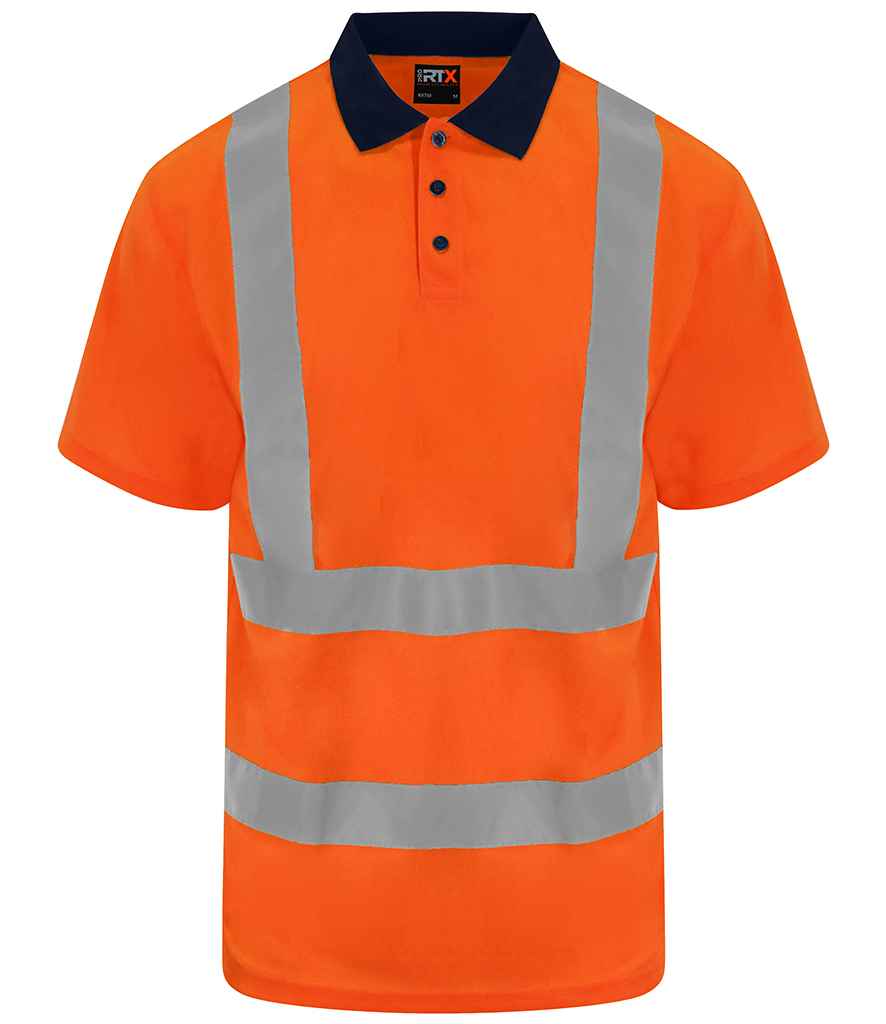 [RX710 OR/NV S] Pro RTX High Visibility Polo Shirt (S, Orange/Navy)
