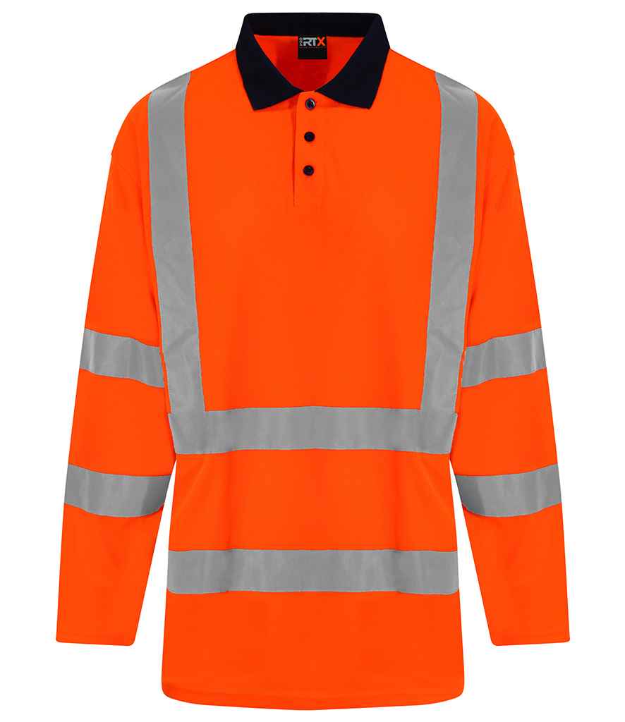 [RX715 OR/NV S] Pro RTX High Visibility Long Sleeve Polo Shirt (S, Orange/Navy)