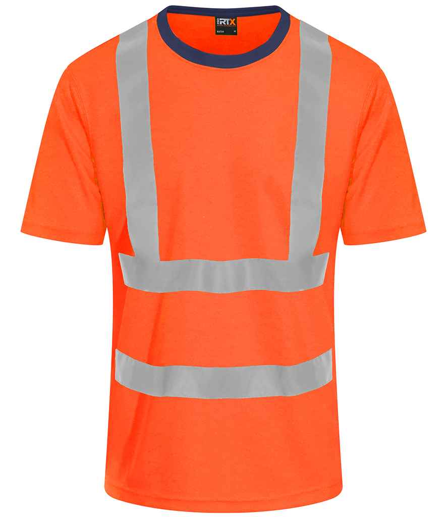 [RX720 OR/NV S] Pro RTX High Visibility T-Shirt (S, Orange/Navy)