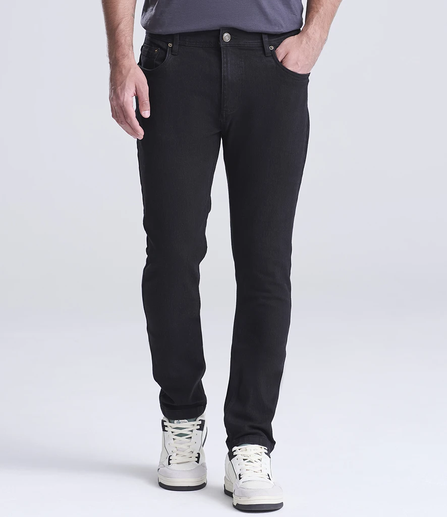 [SD04 BLK 28/R] So Denim Mens Max Slim Jeans (28/R, Black)