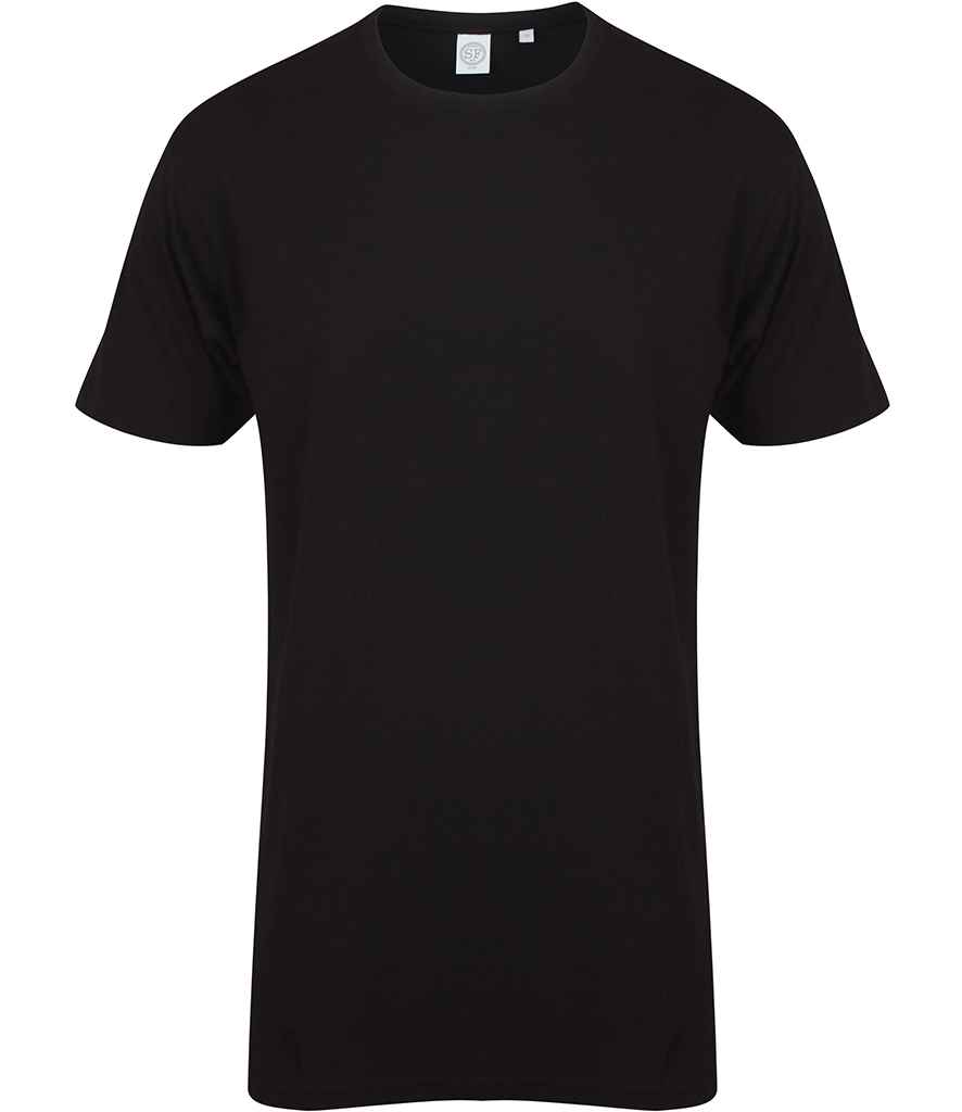 [SF258 BLK S] SF Clothing Longline Dipped Hem T-Shirt (S, Black)