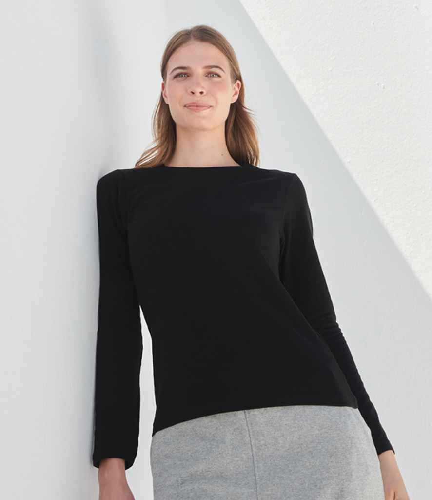 [SK124 BLK XS] SF Clothing Ladies Feel Good Long Sleeve Stretch T-Shirt (XS, Black)