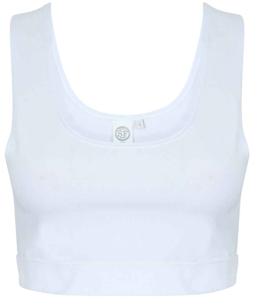 [SK236 WH/WH XS] SF Clothing Ladies Fashion Crop Top (XS, White/White)