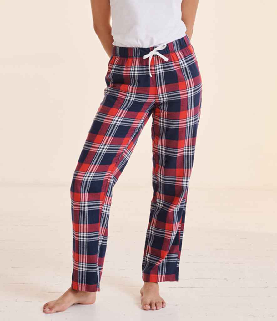 [SK83 WH/PI XXS] SF Clothing Ladies Tartan Lounge Pants (XXS, White/Pink)