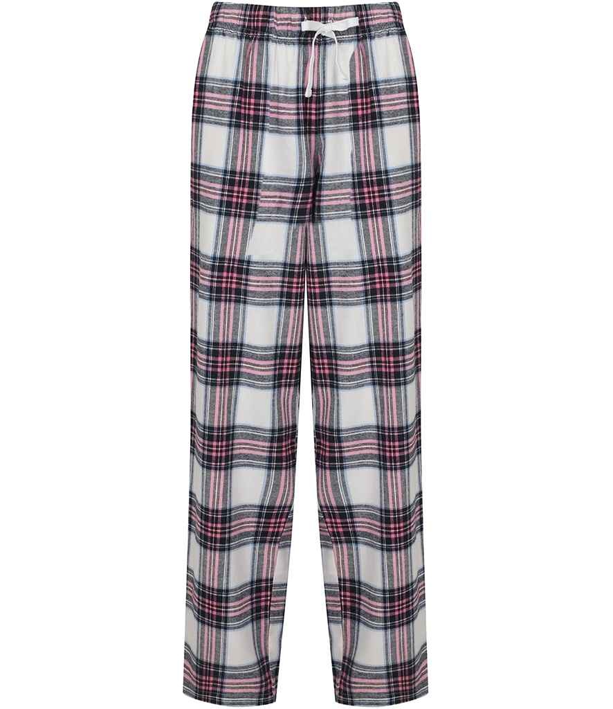[SK83 WH/PI XXS] SF Clothing Ladies Tartan Lounge Pants (XXS, White/Pink)