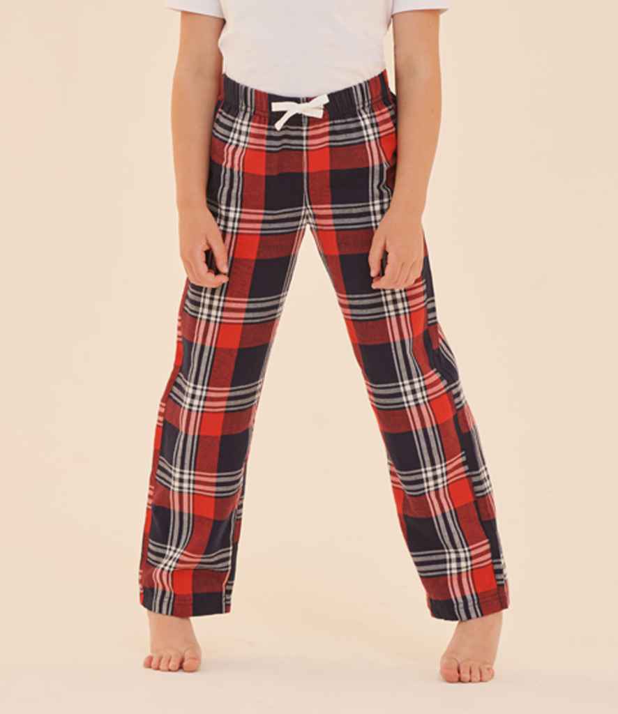 [SM83 WH/PI 5-6] SF Clothing Kids Tartan Lounge Pants (5-6, White/Pink)