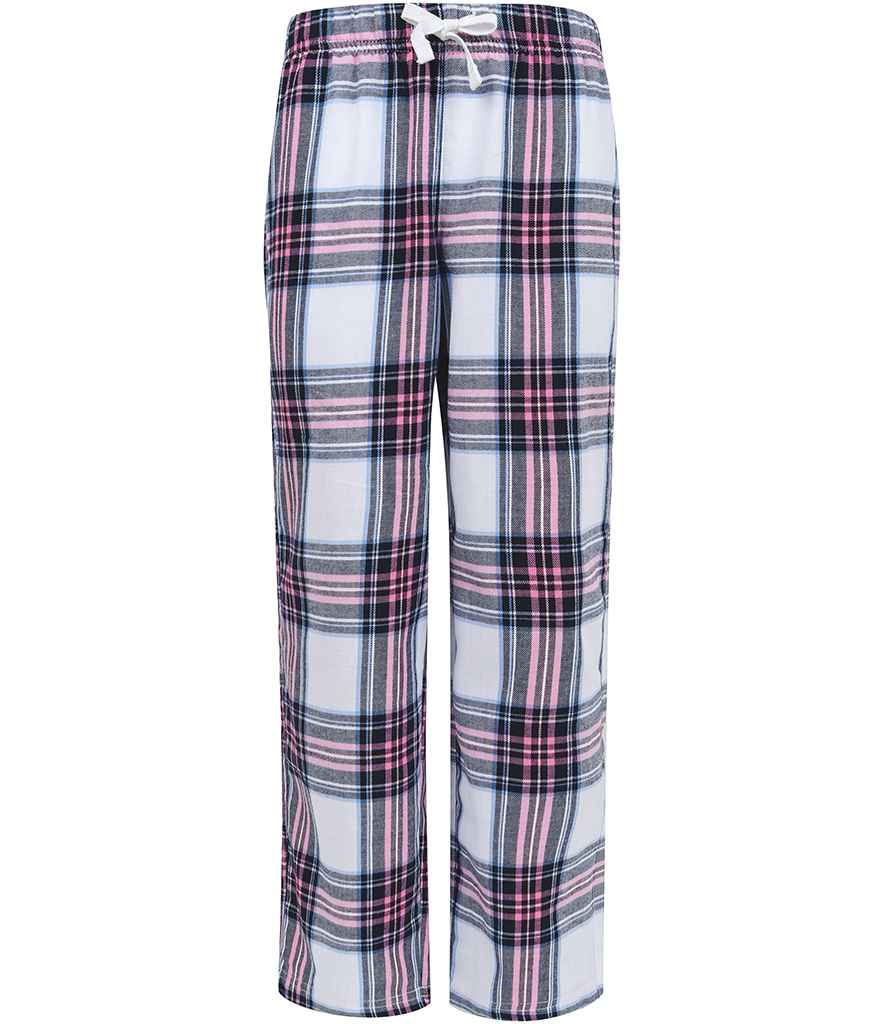 [SM83 WH/PI 5-6] SF Clothing Kids Tartan Lounge Pants (5-6, White/Pink)