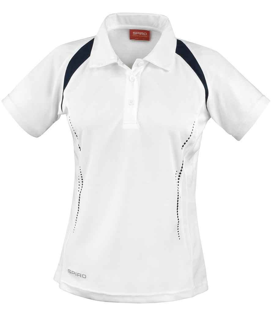 [SR177F WH/NV XS] Spiro Ladies Team Spirit Polo Shirt (XS, White/Navy)