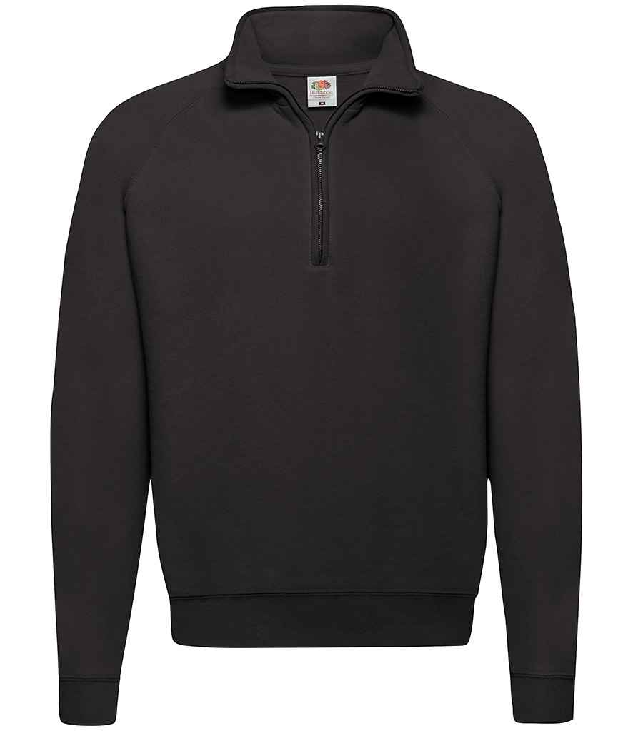 [SS17 BLK S] Fruit of the Loom Classic Zip Neck Sweatshirt (S, Black)