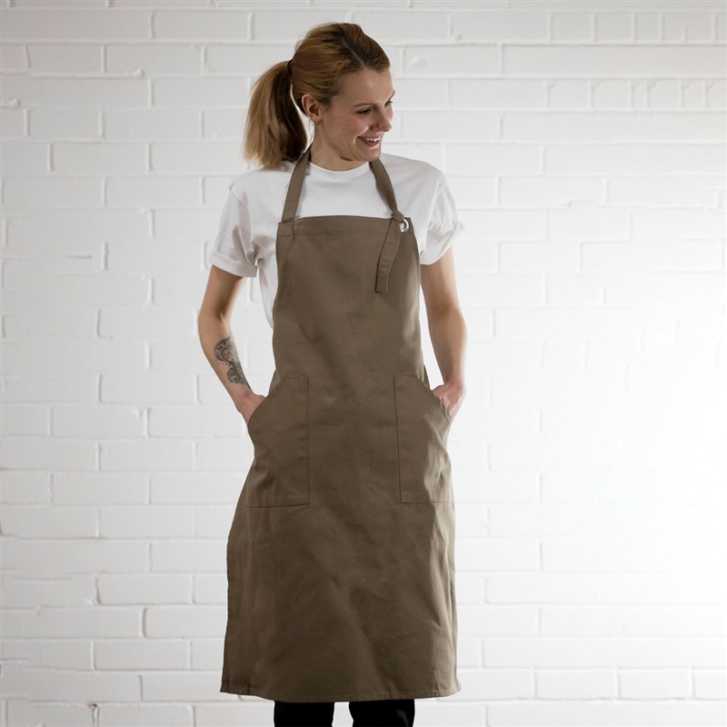 Cotton Bib Apron Metal Eyelets (Stone)