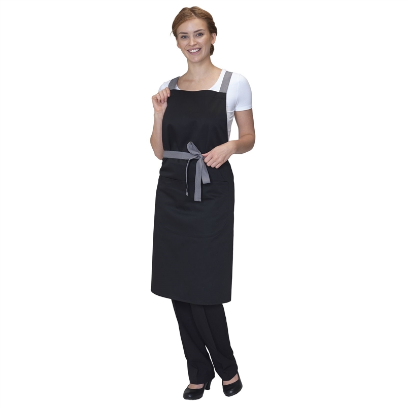 Apron With Grey Ties Crossover (Black)