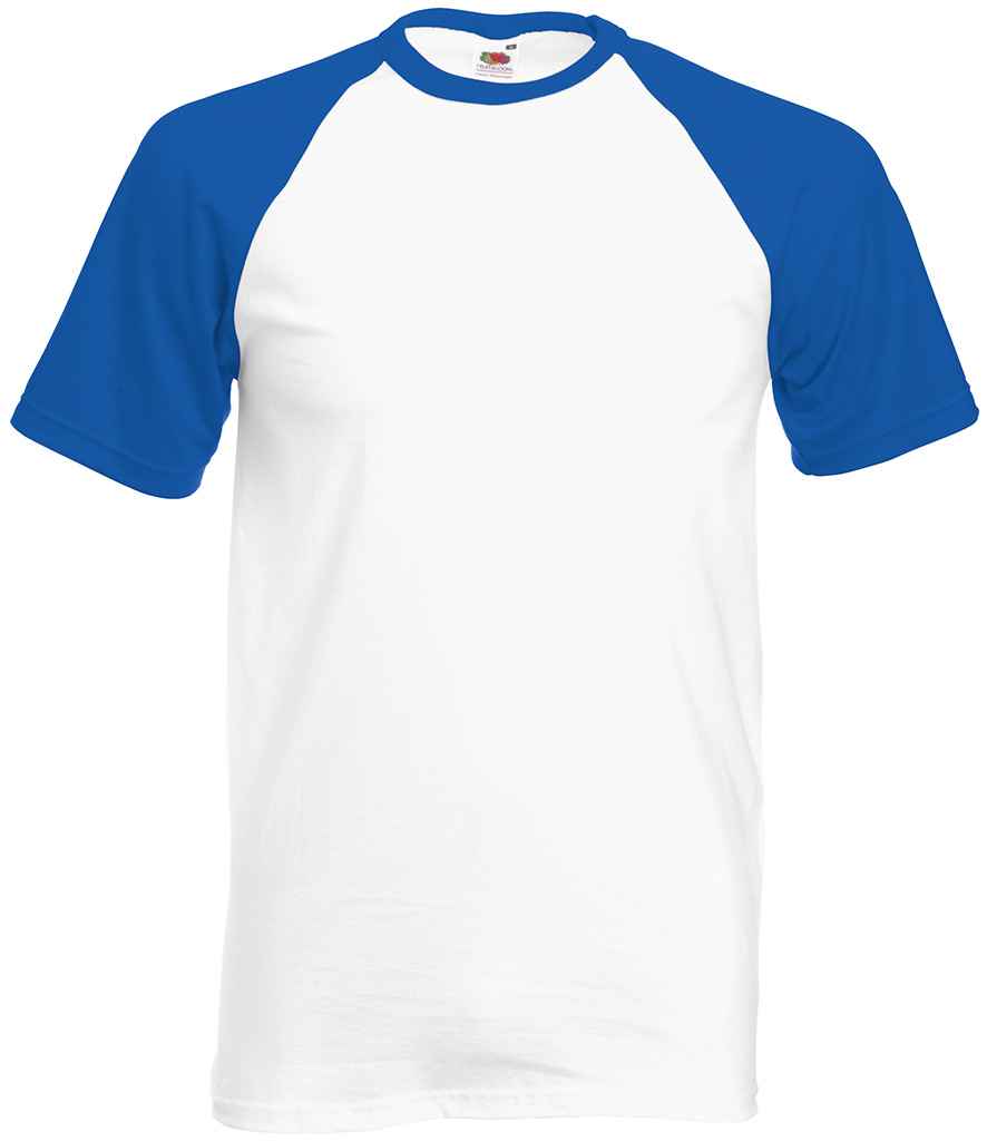 [SS31 WH/RY S] Fruit of the Loom Contrast Baseball T-Shirt (S, White/Royal Blue)