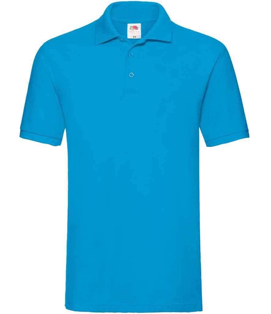 [SS5 AZR S] Fruit of the Loom Premium Cotton Piqué Polo Shirt (S, Azure)