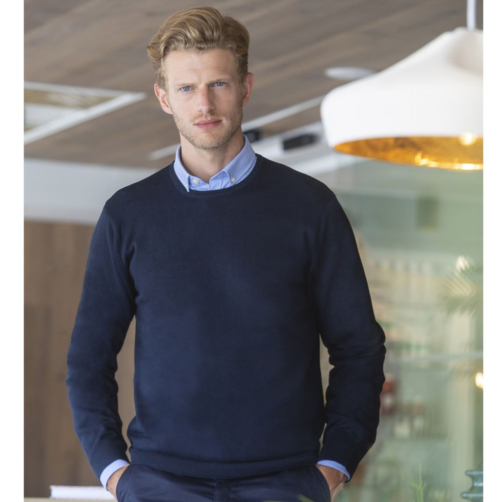 Henbury Crew Neck Jumper (Black, S)
