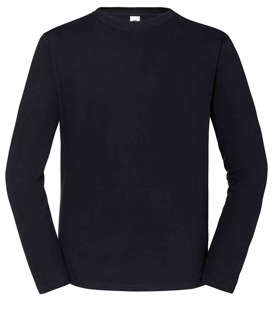 [SS624 BLK XS] Fruit Loom Iconic 195 Long Sleeve T-Shirt (XS, Black)