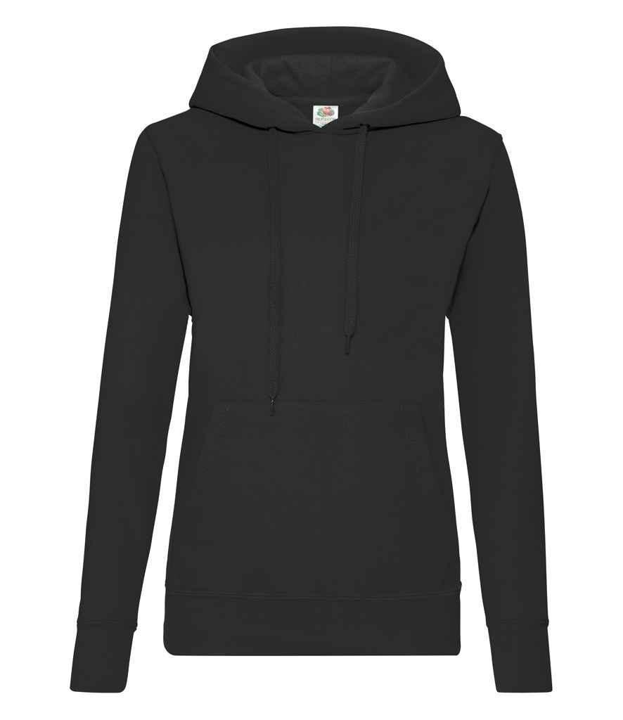 [SS801 BLK XS] Fruit of the Loom Classic Lady Fit Hooded Sweatshirt (XS, Black)