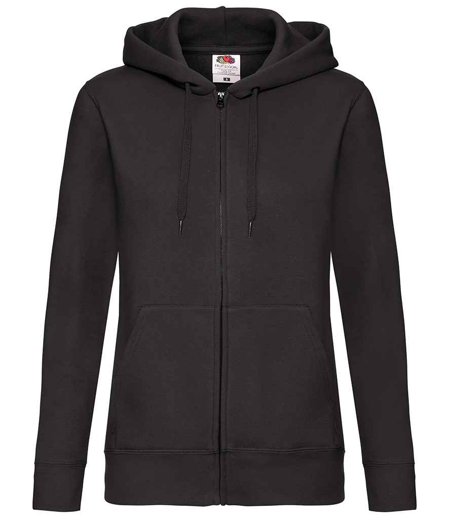 [SS82 BLK XS] Fruit of the Loom Premium Lady Fit Zip Hooded Jacket (XS, Black)