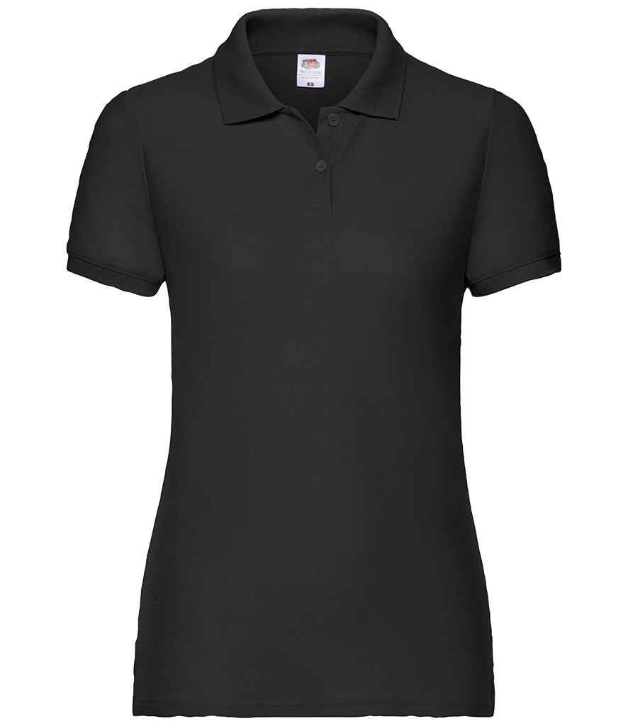 [SS86 BLK XS] Fruit of the Loom Lady Fit Piqué Polo Shirt (XS, Black)