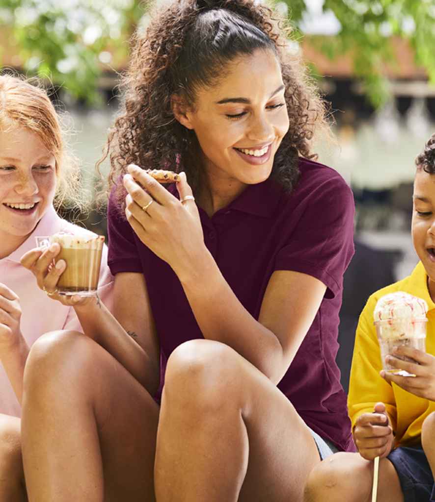 [SS86 BLK XS] Fruit of the Loom Lady Fit Piqué Polo Shirt (XS, Black)