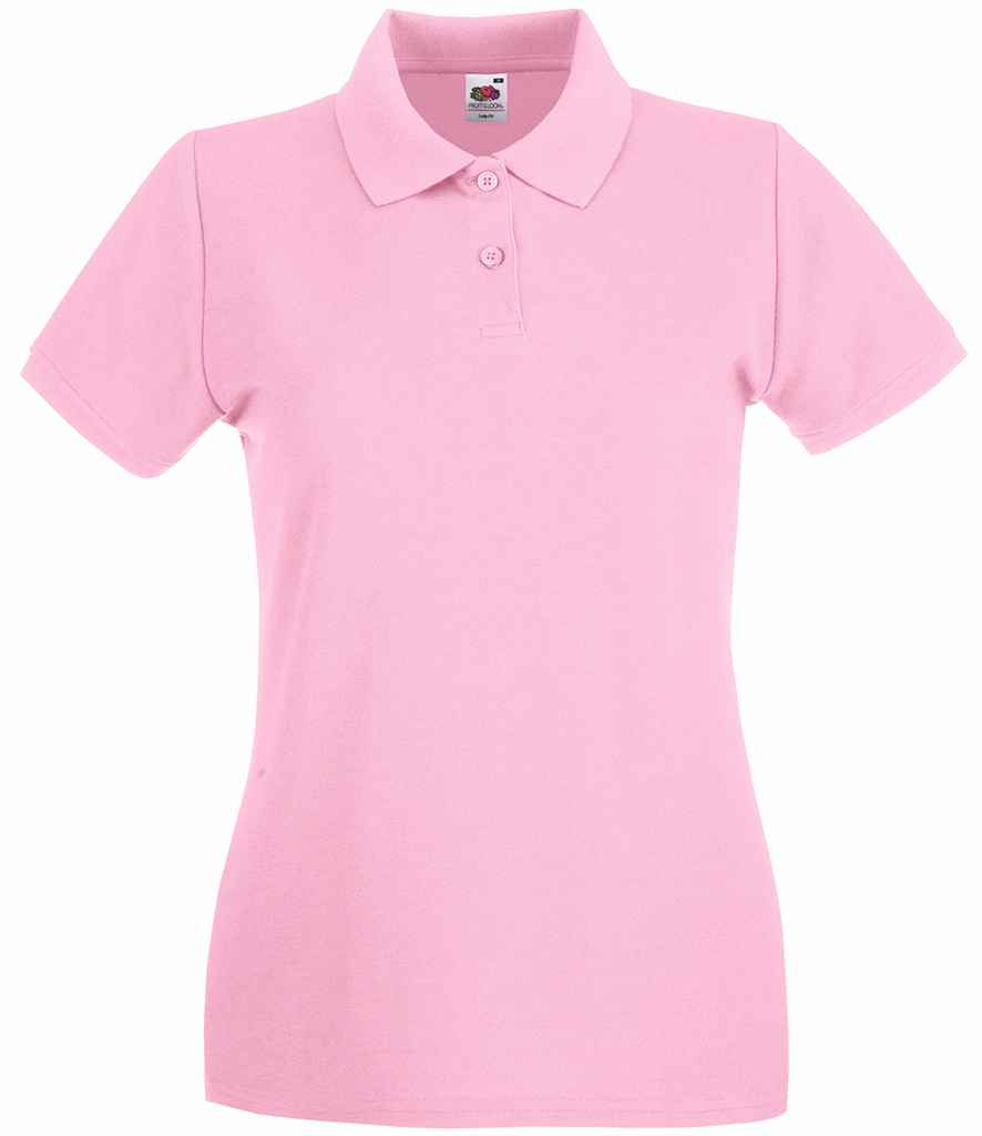 [SS89 LPI XS] Fruit of the Loom Lady-Fit Premium Cotton Piqué Polo Shirt (XS, Light Pink)