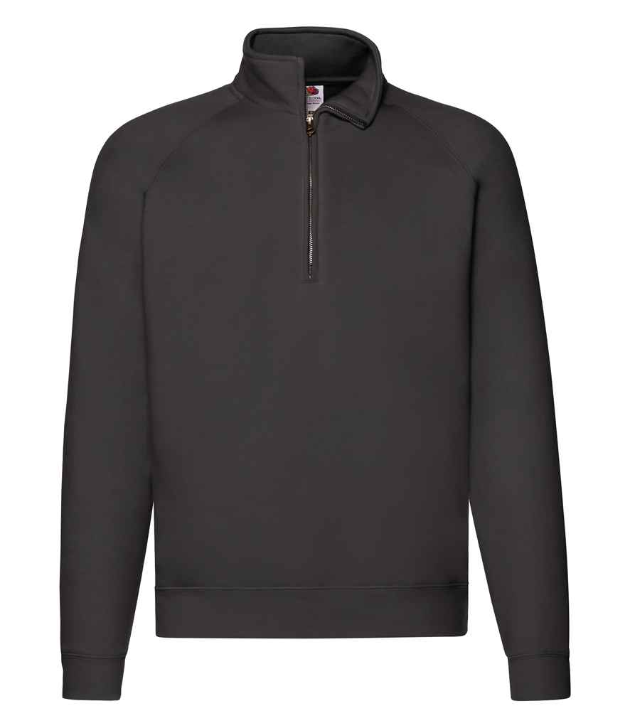 [SSE17 BLK S] Fruit of the Loom Premium Zip Neck Sweatshirt (S, Black)