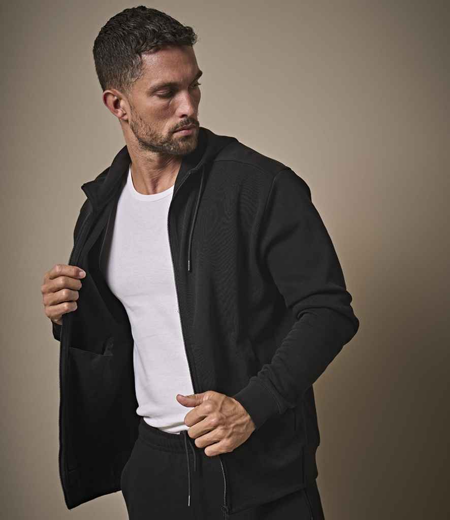 [T5508 BLK S] Tee Jays Ribbed Interlock Full Zip Hooded Sweatshirt (S)