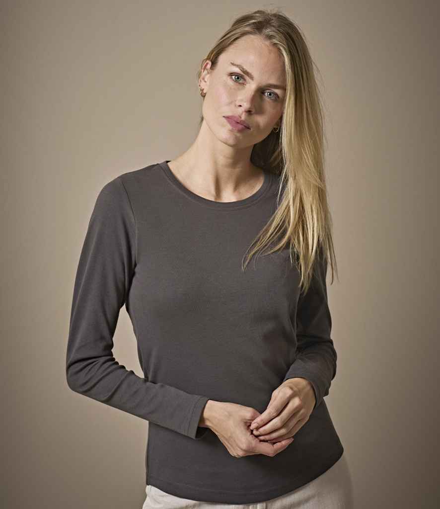 [T590 DGY S] Tee Jays Ladies Long Sleeve Interlock T-Shirt (S, Dark Grey)