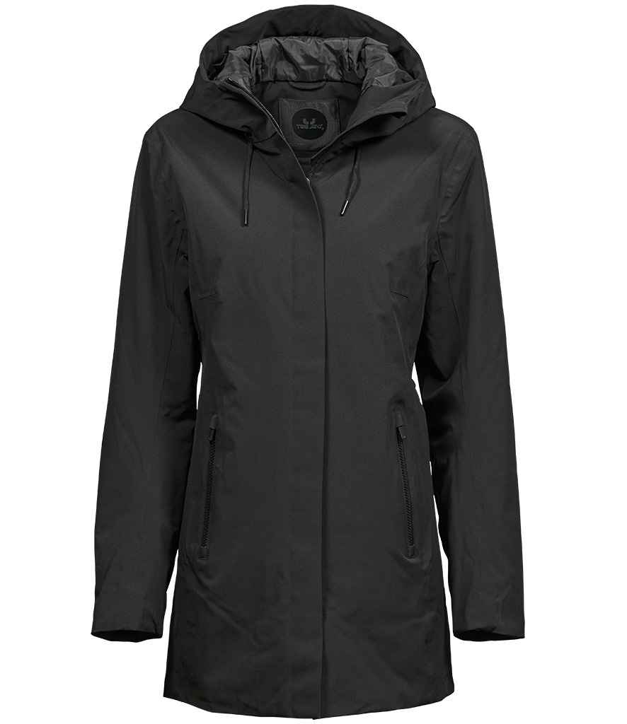 [T9609 BLK S] Tee Jays Ladies All Weather Parka Jacket (S, Black)