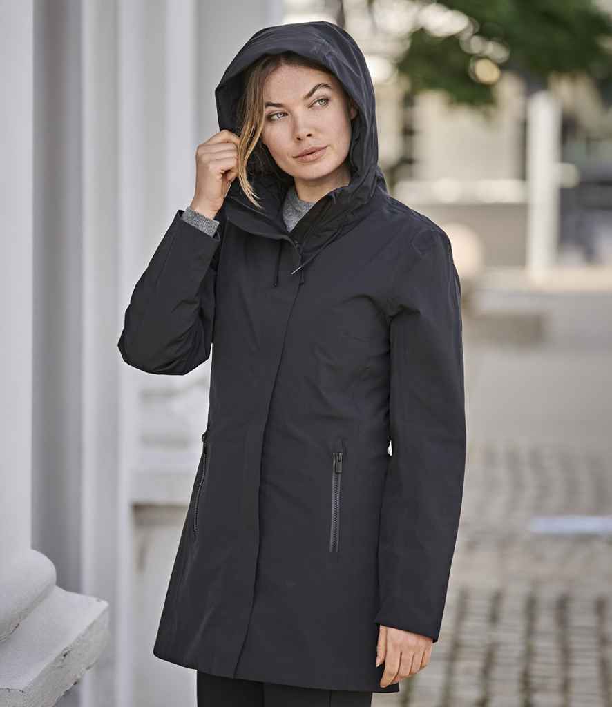 [T9609 BLK S] Tee Jays Ladies All Weather Parka Jacket (S, Black)