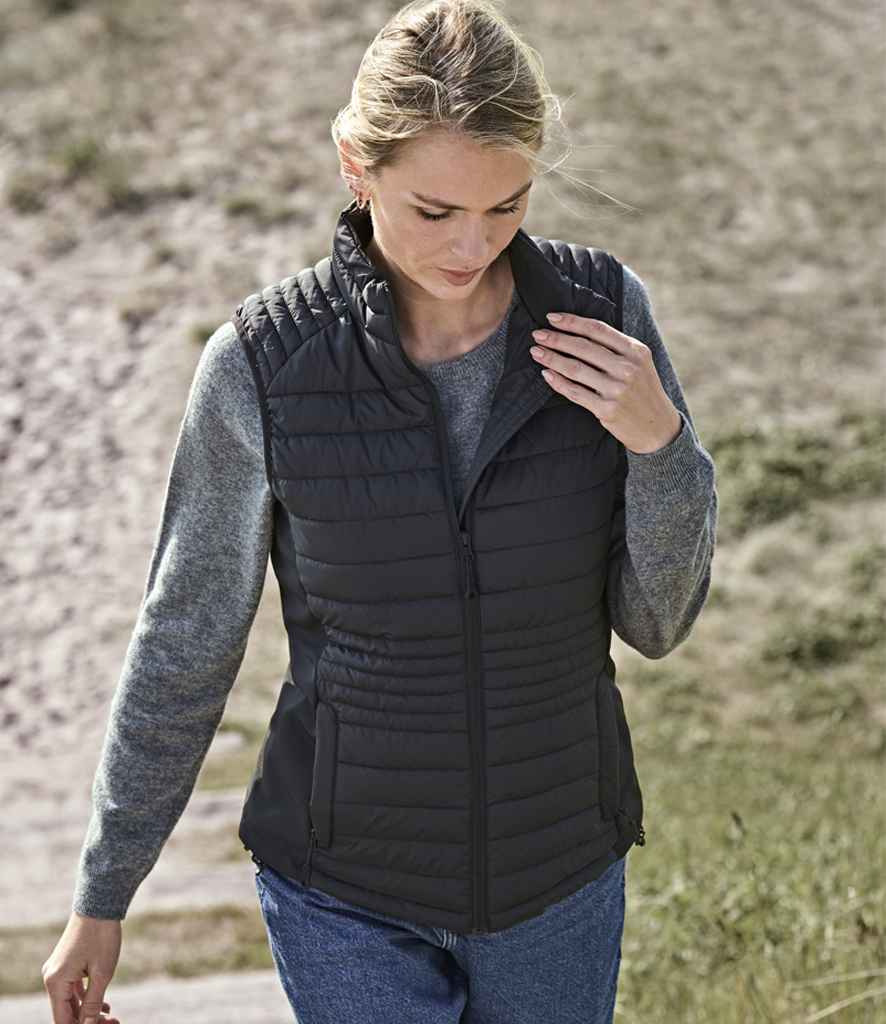 [T9625 BK/BK S] Tee Jays Ladies Crossover Padded Bodywarmer (S)