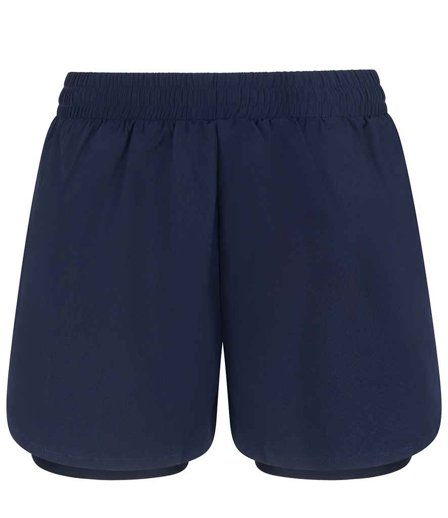 [TL616 NV/NV XS] Tombo Ladies Double Layer Sports Shorts (XS, Navy/Navy)