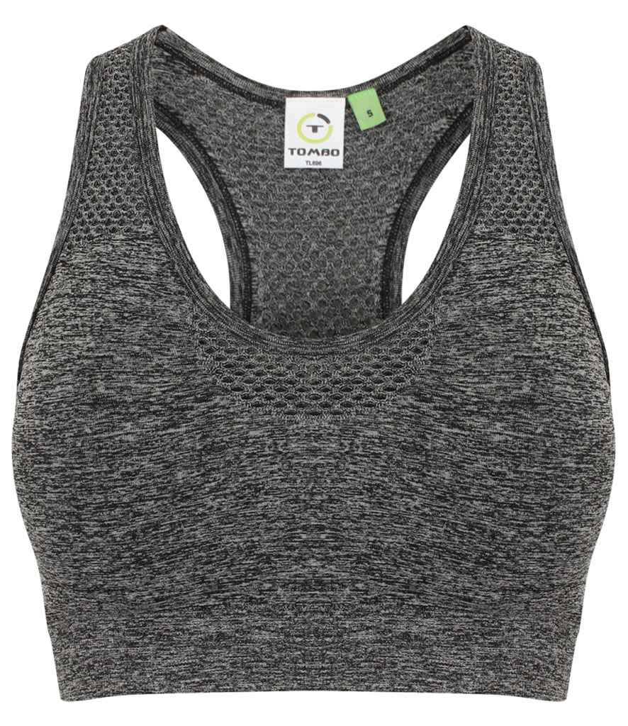 [TL696 DKM XS] Tombo Ladies Seamless Crop Top (XS, Dark Grey Marl)
