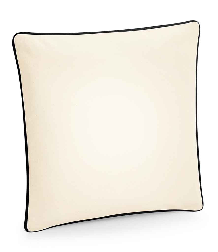 [W355 NT/BK ONE] Westford Mill Fairtrade Piped Cushion Cover (Natural/Black)