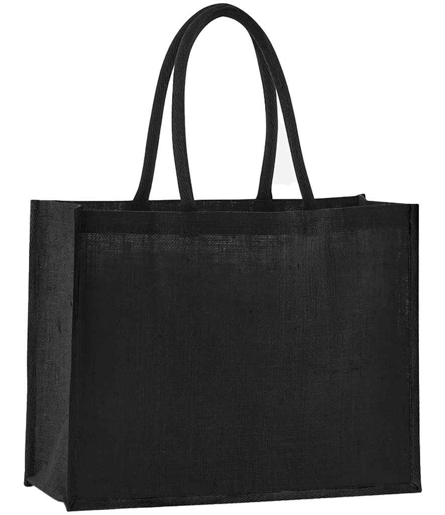 [W470 NT/BK ONE] Westford Mill Natural Starched Jute Classic Shopper (Natural/Black)