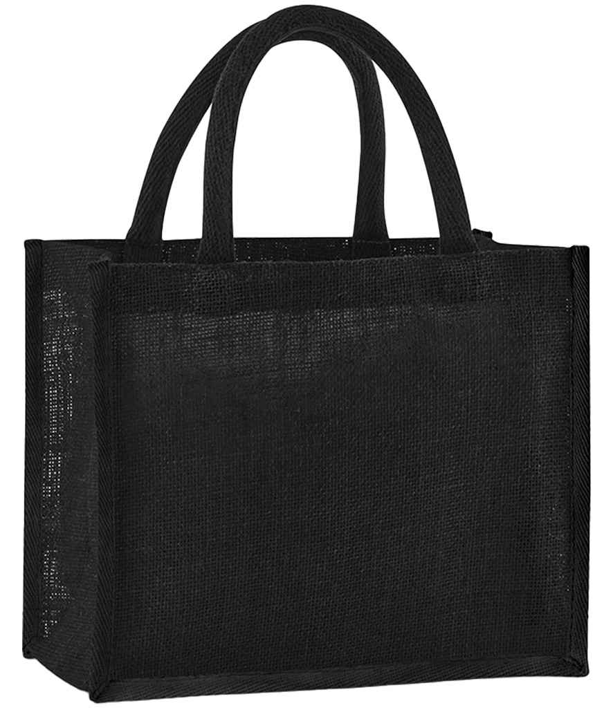 [W473 NT/BK ONE] Westford Mill Natural Starched Jute Midi Tote Bag (Natural/Black)