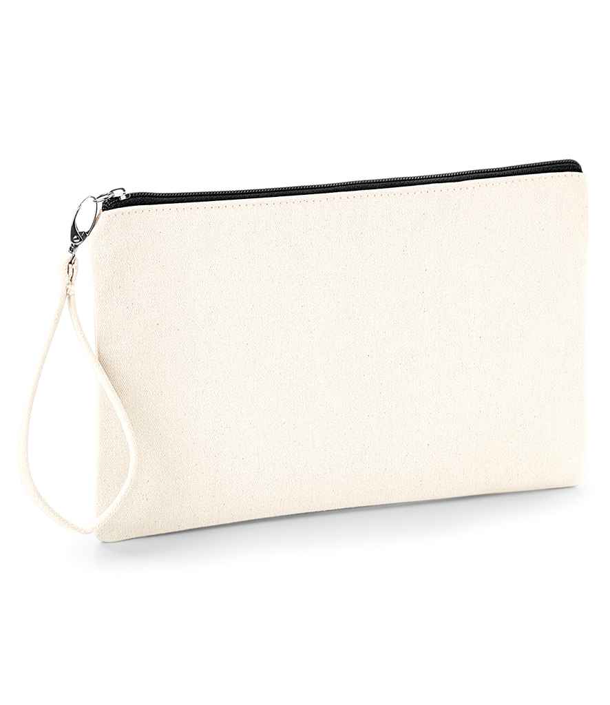 [W520 NT/BK ONE] Westford Mill Canvas Wristlet Pouch (Natural/Black)
