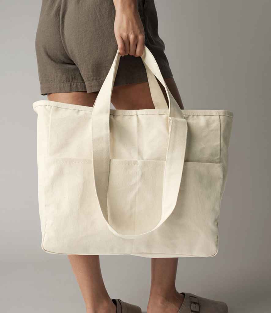 [W604 MSR ONE] Westford Mill Double Handle Cargo Pocket Tote Bag (Mushroom)