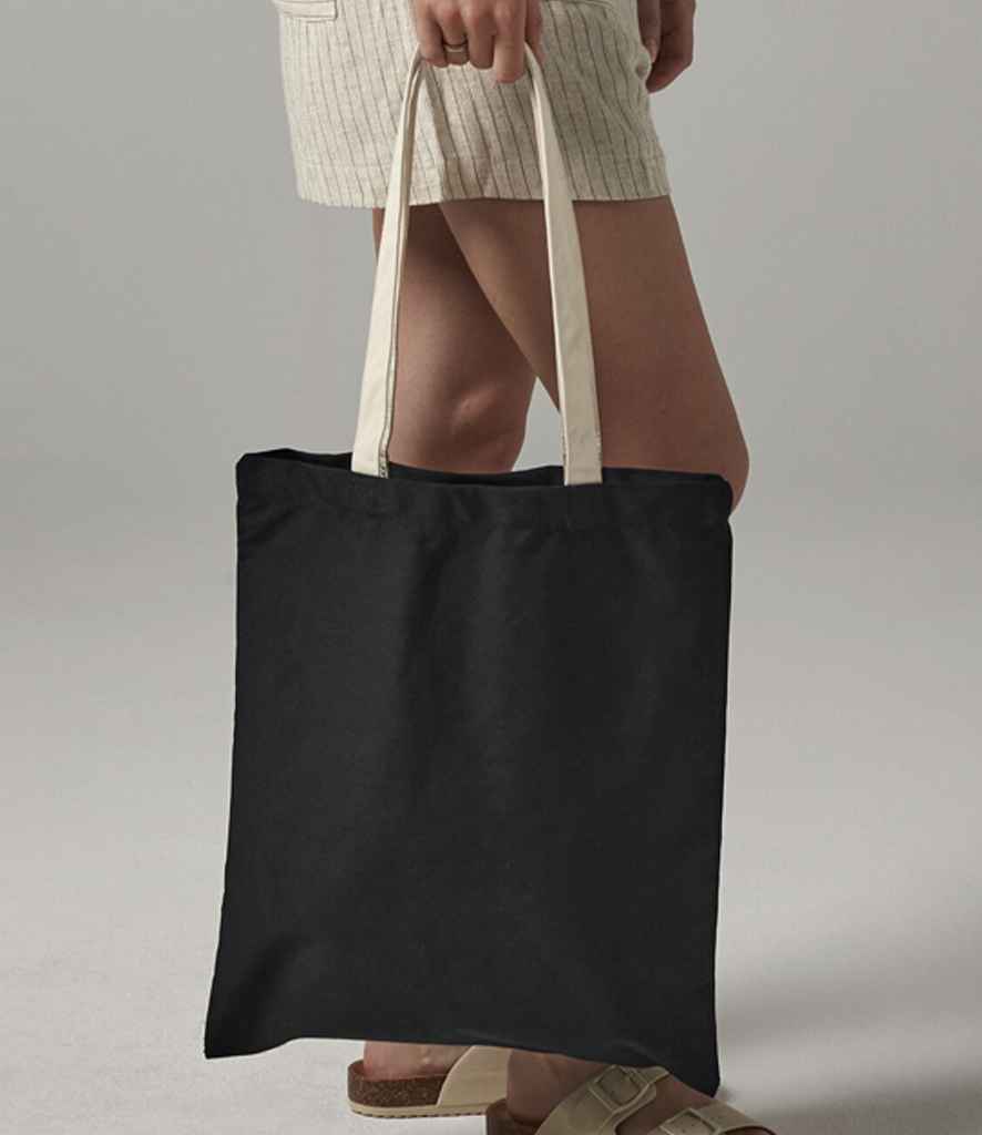 [W801C NT/BK ONE] Westford Mill EarthAware® Organic Bag For Life - Contrast Handles (Natural/Black)