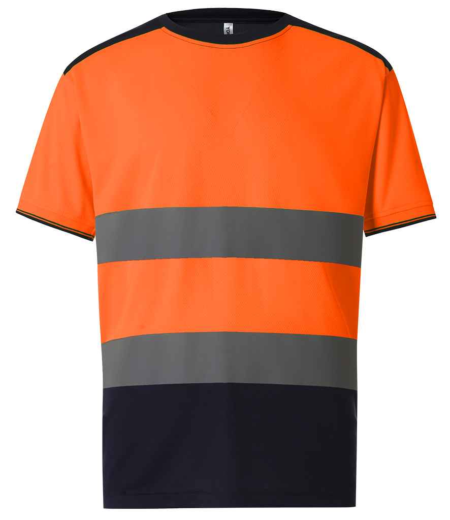 [YK013 OR/NV S] Yoko Hi-Vis Two Tone T-Shirt (S, Orange/Navy)