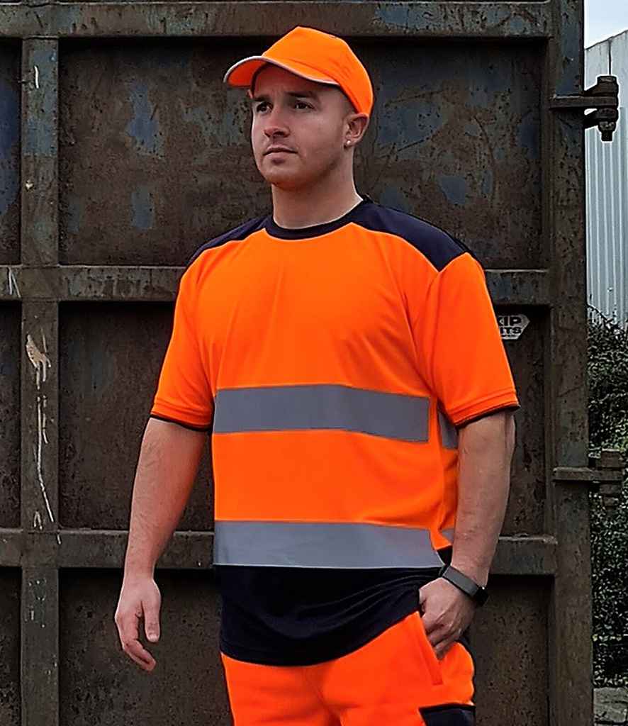 [YK013 OR/NV S] Yoko Hi-Vis Two Tone T-Shirt (S, Orange/Navy)