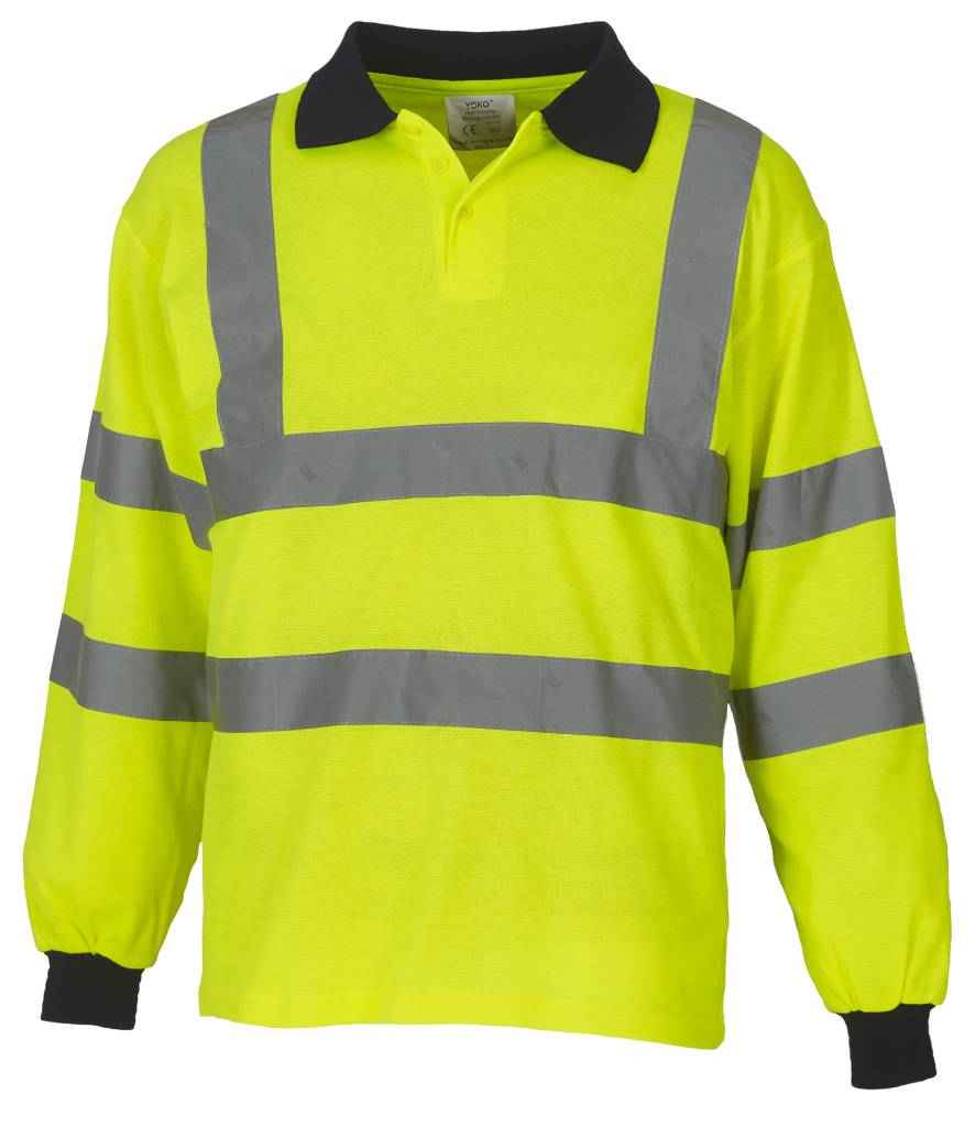 [YK016 YEL S] Yoko Hi-Vis Long Sleeve Polo Shirt (S, Yellow)