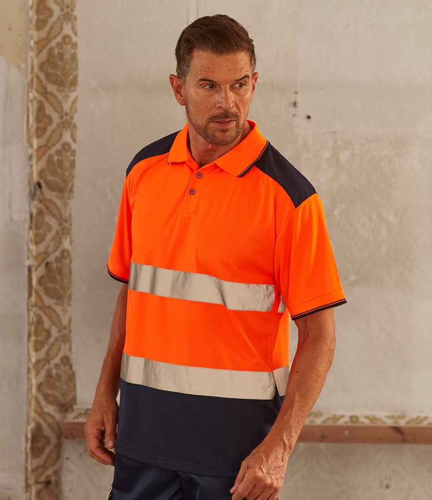 [YK017 OR/NV S] Yoko Two Tone Short Sleeve Polo Shirt (S, Orange/Navy)