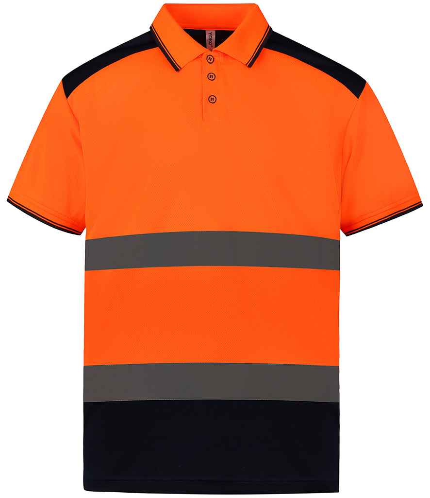 [YK017 OR/NV S] Yoko Two Tone Short Sleeve Polo Shirt (S, Orange/Navy)